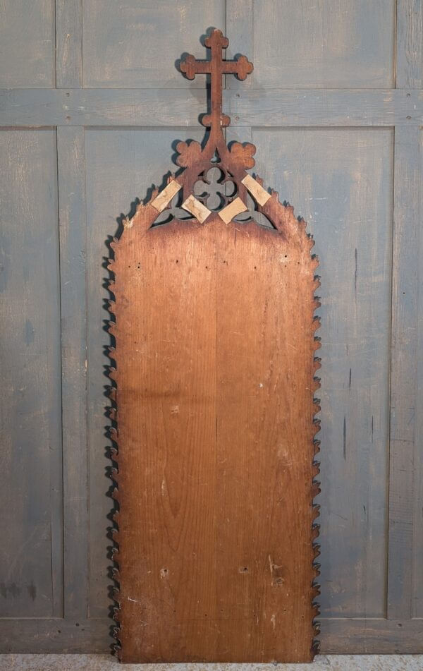 Ornate Antique Pine Church Notice Board with Replacement Cork & Bottony Cross from St Mary's Abbey