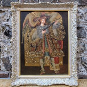 Archangel Michael with Gun Peruvian Cusco Style Orignal Oil Painting