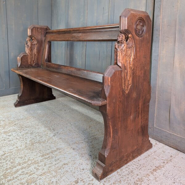 Angel Pews - Very Unusual Contemporary Pine Pews Benches each with Two Moulded Angels