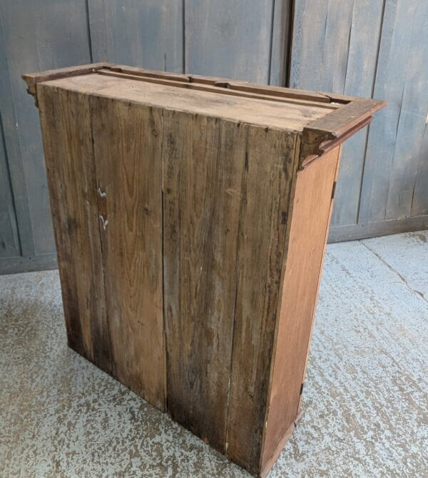 Sweet French Gothic Pine Glazed Cabinet Bookcase with Drawers