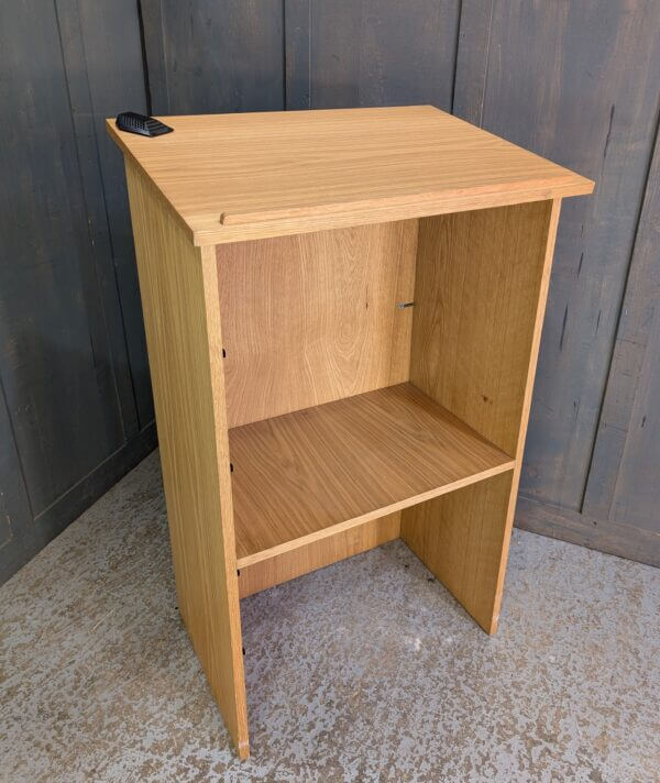 Plain Modern Light Oak Lectern Reading Desk Ambo with Shelf & Mike Link