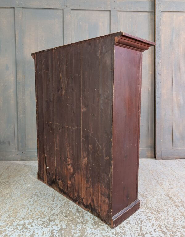 Small Painted Antique Pine Glazed Cabinet Bookcase with Three Shelves