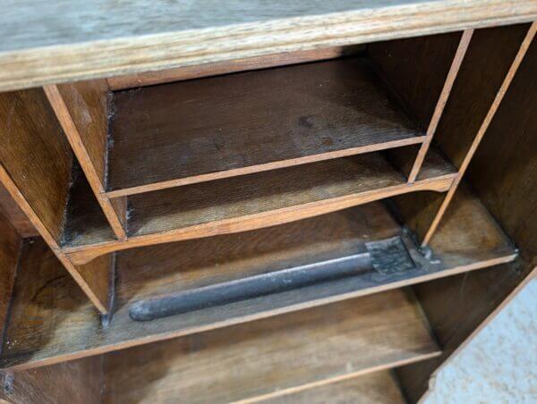 Simple 1930's Vintage Oak Bookcase & Letter Organiser