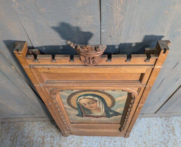 'Here is your Mother' Antique Oak Framed Centrepiece with Oil Painting of the Holy Virgin