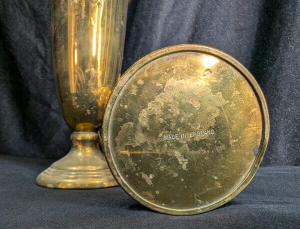 1950's Vintage Brass Church Flower Vases with Crosses from St Barnabas Epsom