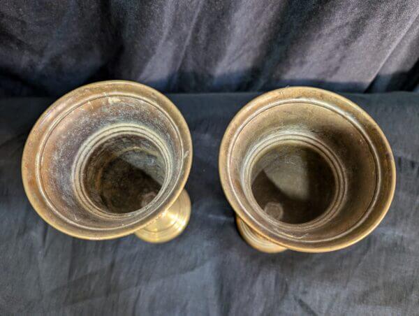 1950's Vintage Brass Church Flower Vases with Crosses from St Barnabas Epsom