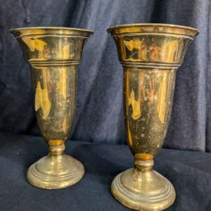 1950's Vintage Brass Church Flower Vases with Crosses from St Barnabas Epsom