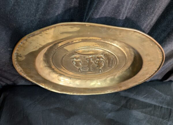 16th Century South German Large Brass Repousse Church Alms Dish depicting Adam & Eve