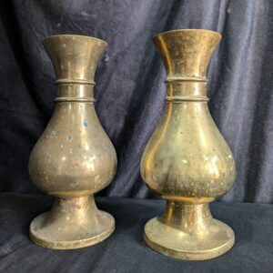 Pair Classic Heavy Antique Brass Church Flower Vases