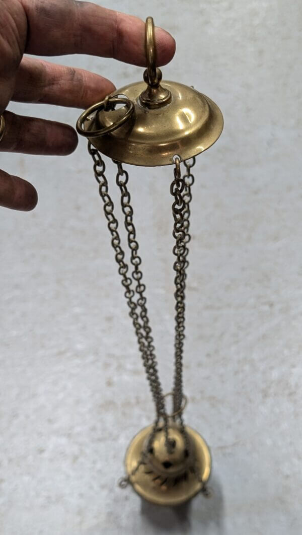 Vintage Very Well Used Brass Thurible Censer from St Barnabas Epsom