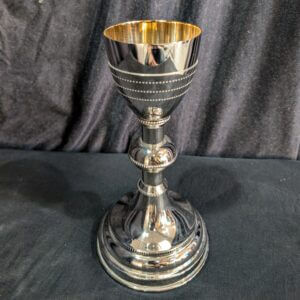 Tall Hardly Used Gilt & Nickel on Brass Chalice with Knop