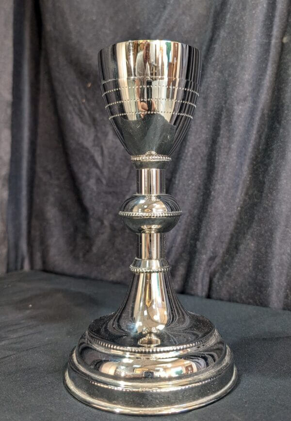 Tall Hardly Used Gilt & Nickel on Brass Chalice with Knop