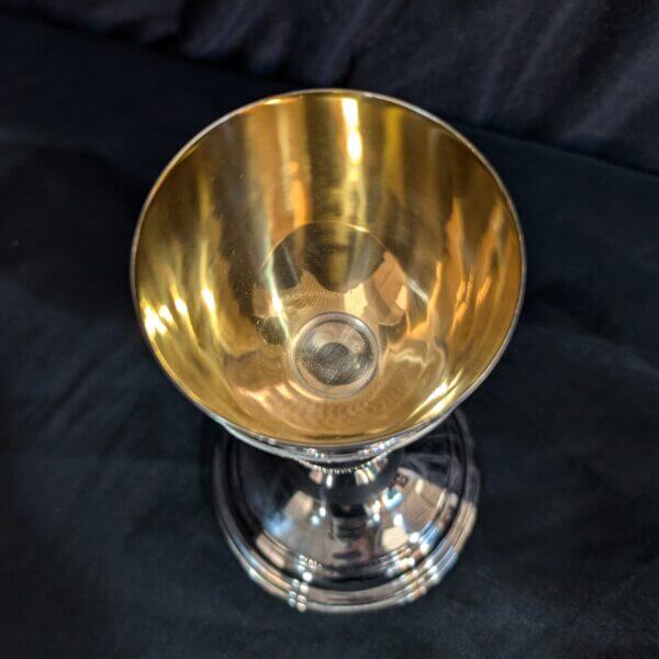 Tall Hardly Used Gilt & Nickel on Brass Chalice with Knop