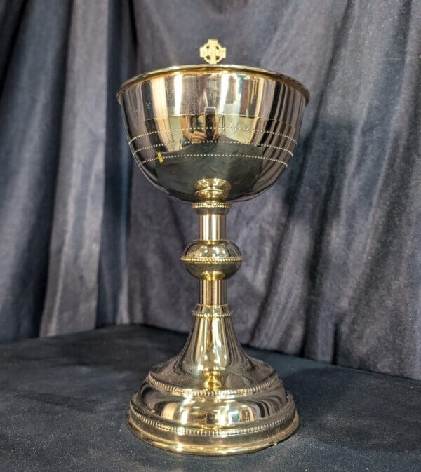 As New Very Heavy & Large Gold Plated Ciborium via Germany