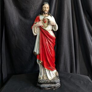 Antique Mid-Size Religious Statue of Christ the Sacred Heart