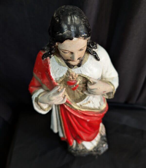 Antique Mid-Size Religious Statue of Christ the Sacred Heart