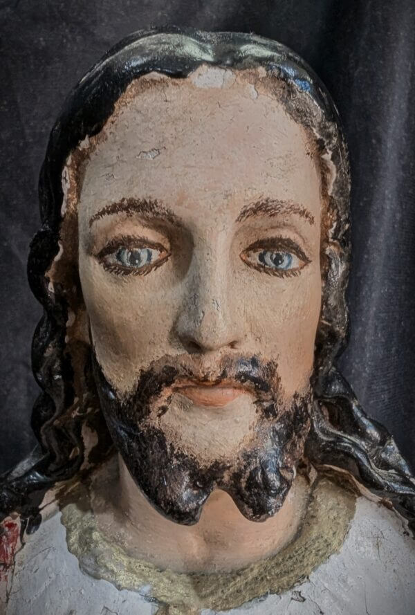 Antique Mid-Size Religious Statue of Christ the Sacred Heart