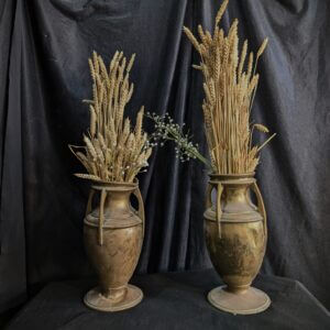 Pair of Large Antique Urn Shaped Brass Church Flower Vases