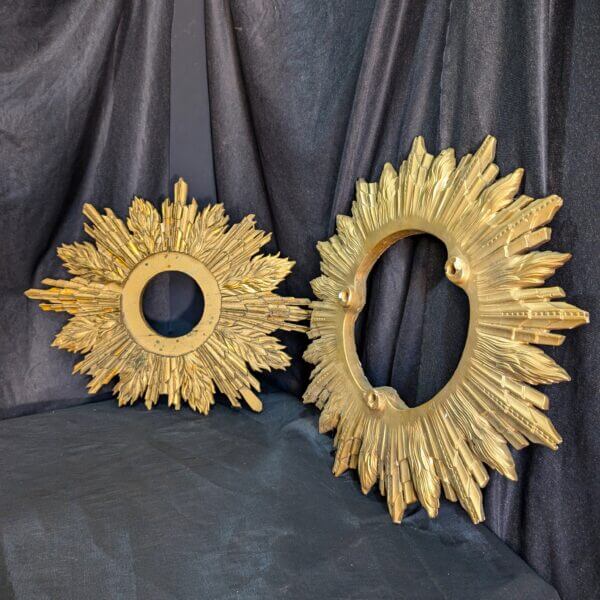 Two Flamboyant 1930's British Sunburst Clock Frames