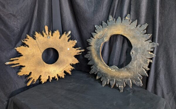 Two Flamboyant 1930's British Sunburst Clock Frames