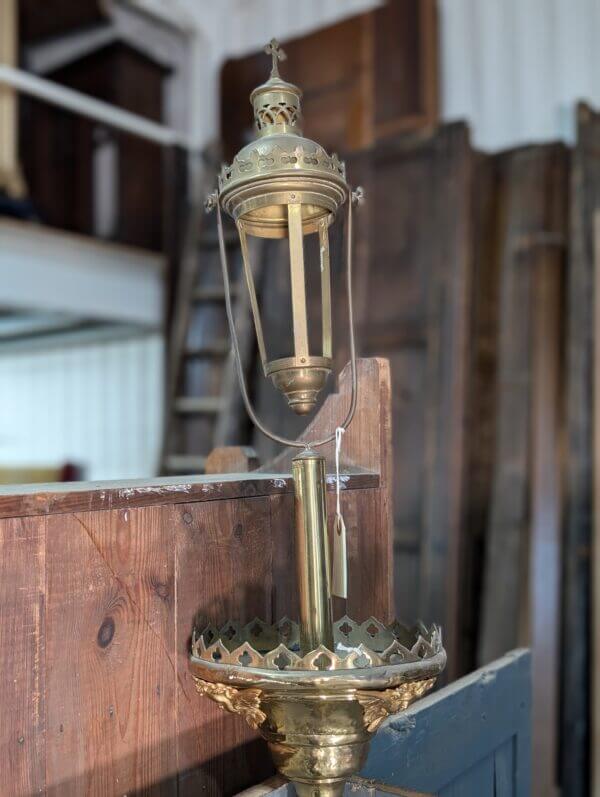 Highly Ornate Antique Brass Processional Catholic Acolyte Candlestand with Putti