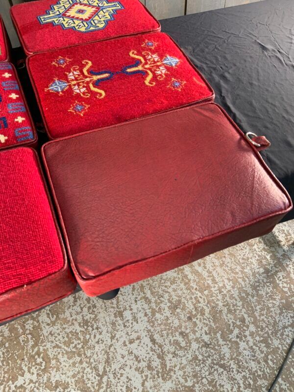 Beautiful Group of Nine Red Hand Embroidered Church Kneelers Hassocks Cushions from Holy Trinity Church Redhill