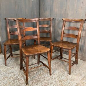 Set of 4 Beautiful Colour Antique Double Pilgrim Ladder Back Church Chapel Chairs from St Columbas Bradford