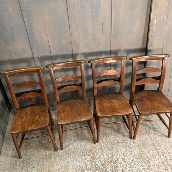 Set of 4 Beautiful Colour Antique Double Pilgrim Ladder Back Church Chapel Chairs from St Columbas Bradford