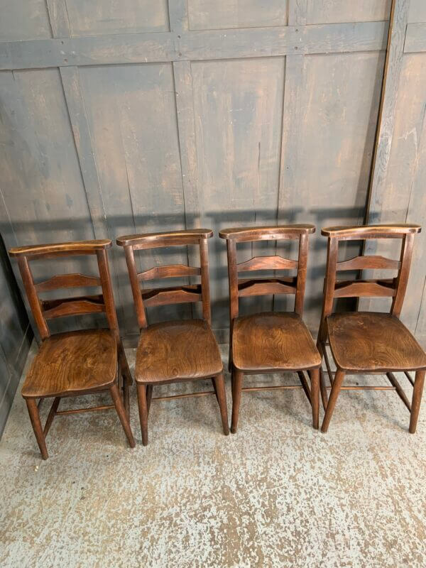 Set of 4 Beautiful Colour Antique Double Pilgrim Ladder Back Church Chapel Chairs from St Columbas Bradford