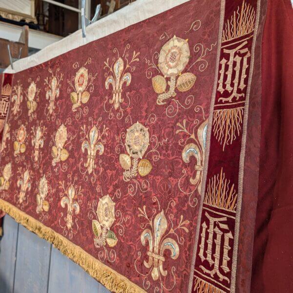 Spectacular and Beautiful Deep Red and Gold Antique Altar Frontal from Swansea