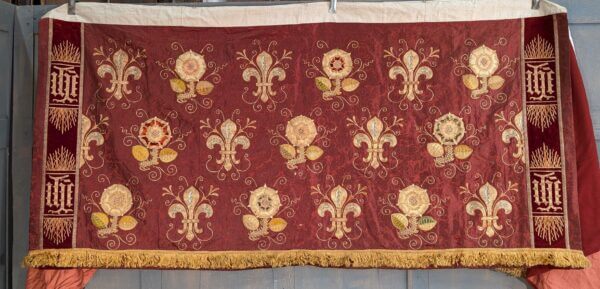 Spectacular and Beautiful Deep Red and Gold Antique Altar Frontal from Swansea