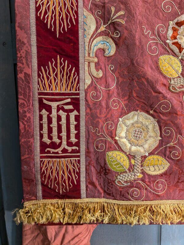 Spectacular and Beautiful Deep Red and Gold Antique Altar Frontal from Swansea