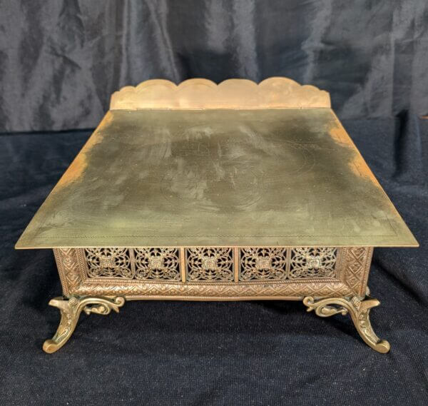 A Fantastic 19th Century Brass and Enamelled Table Lectern with Cloisonne Medallions and Griffins