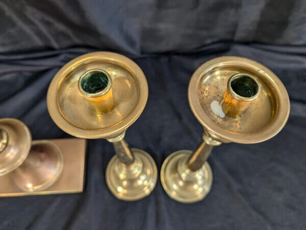 Heavy Vintage Brass Church Crucifix & Candlestick Set from St Alban's RC Derby