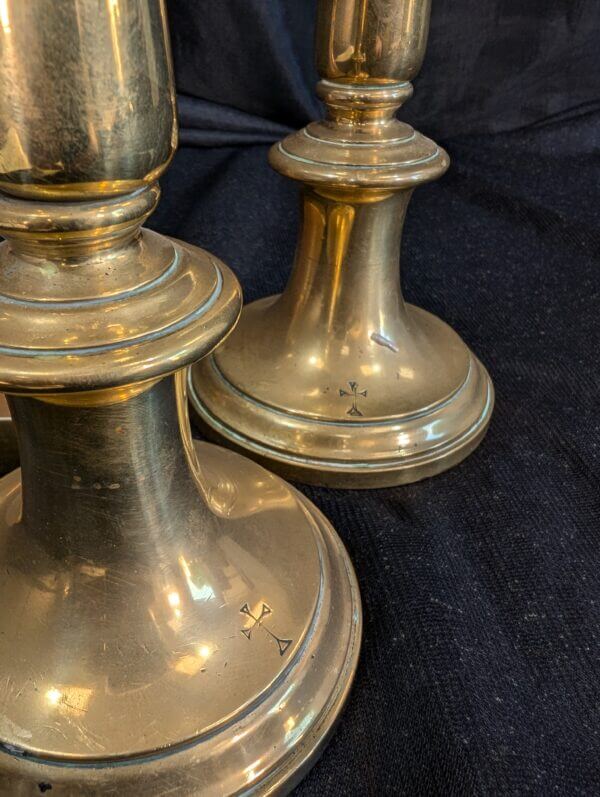 Heavy Vintage Brass Church Crucifix & Candlestick Set from St Alban's RC Derby