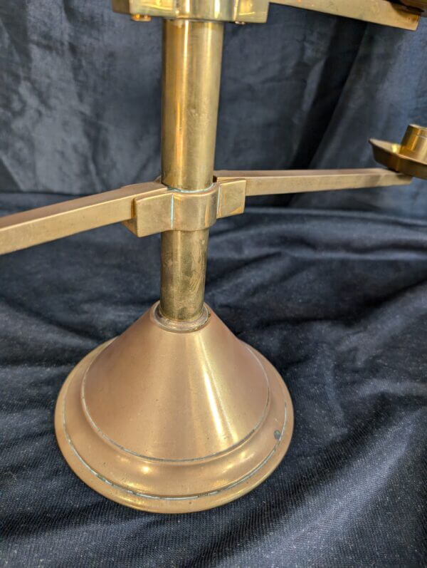 Unusual Post Modern 1950's Vintage Fully Demountable Pair of Brass Seven Light Benediction Candelabra