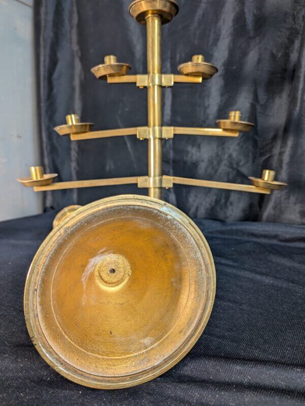 Unusual Post Modern 1950's Vintage Fully Demountable Pair of Brass Seven Light Benediction Candelabra