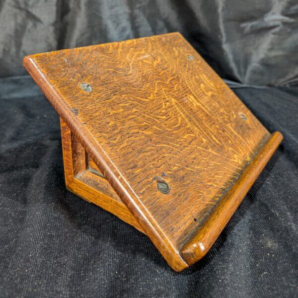 Very Small Antique Oak Gothic Missal Stand from St Alban's Derby