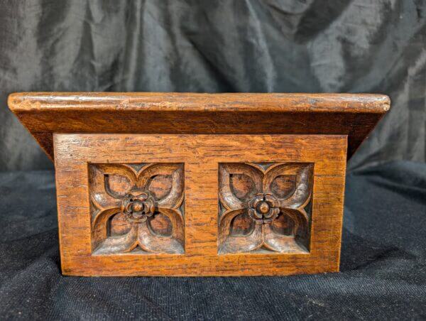 Very Small Antique Oak Gothic Missal Stand from St Alban's Derby