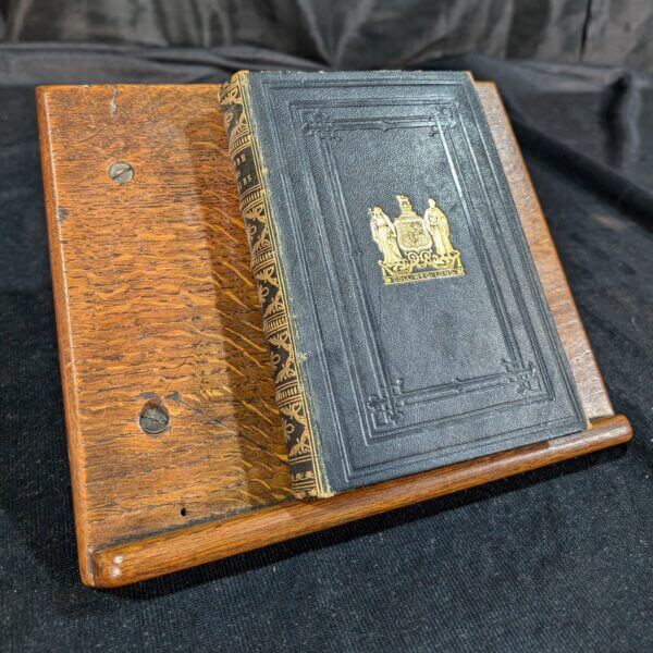 Very Small Antique Oak Gothic Missal Stand from St Alban's Derby