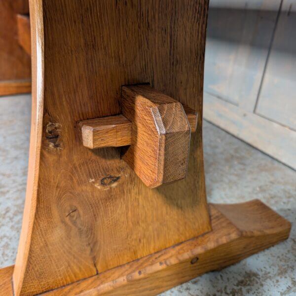 Alan Grainger 'Acorn Man' Rectangular Adzed Oak Refectory Dining Table on Trestle Supports