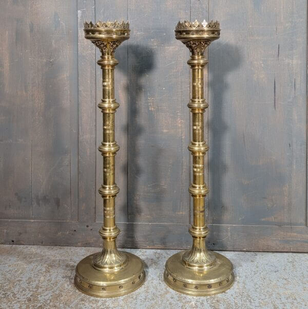 19th Century Pair or Gothic Charles X Style Extra Large Candlesticks