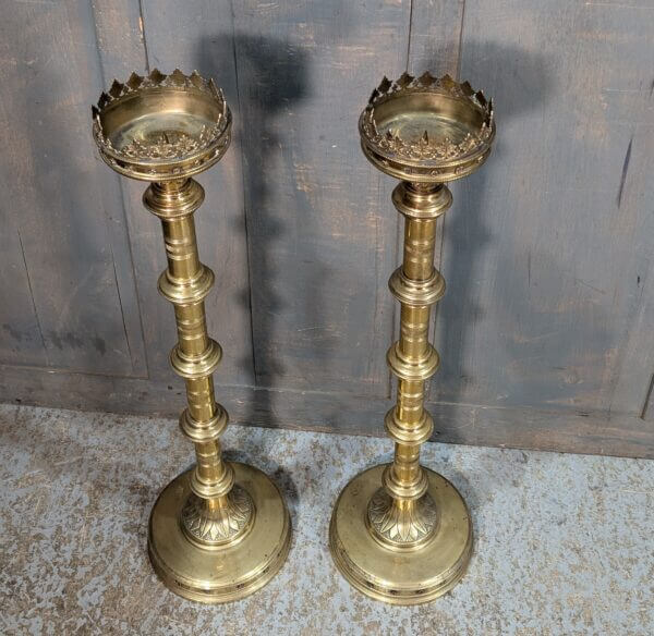 19th Century Pair or Gothic Charles X Style Extra Large Candlesticks