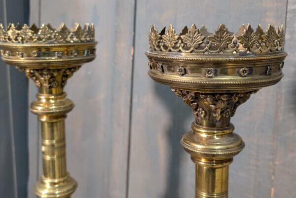 19th Century Pair or Gothic Charles X Style Extra Large Candlesticks