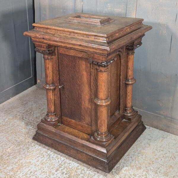 Outsize Extra Large Victorian Oak Lockable Prayer Post Box/Stand