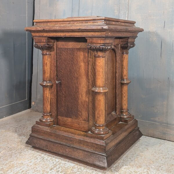 Outsize Extra Large Victorian Oak Lockable Prayer Post Box/Stand