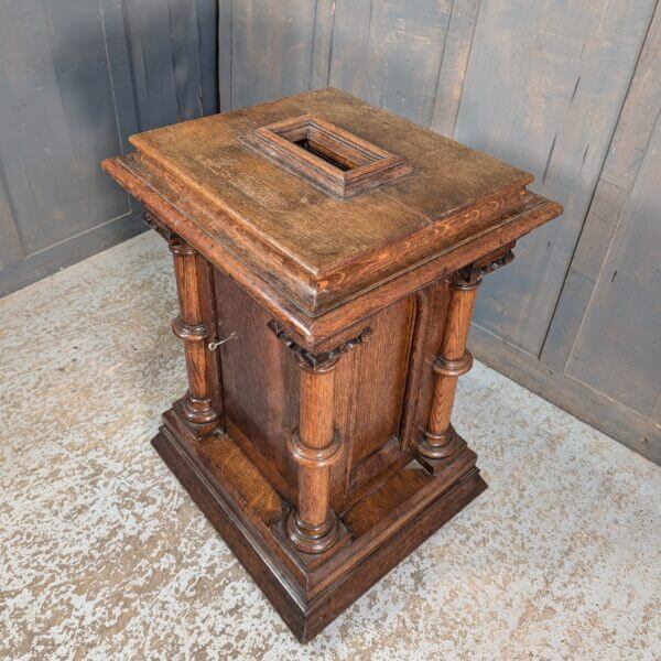 Outsize Extra Large Victorian Oak Lockable Prayer Post Box/Stand