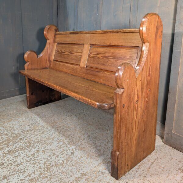 Shaped Victorian Pitch Pine Pew from the Gallery of the old Parish Church at Leigh