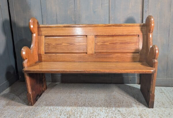 Shaped Victorian Pitch Pine Pew from the Gallery of the old Parish Church at Leigh