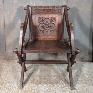 Very Fine Antique Oak Church Glastonbury Chair from Holy Trinity Rugby